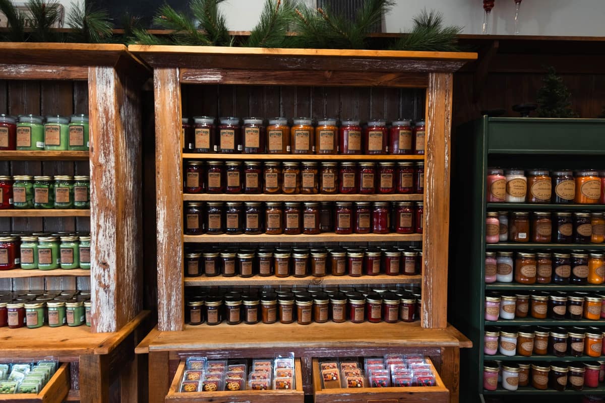 Halloween decorations displayed on store shelving in early autumn